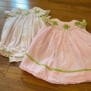3m alligator smocked Bubble and 3m turtle smocked dress